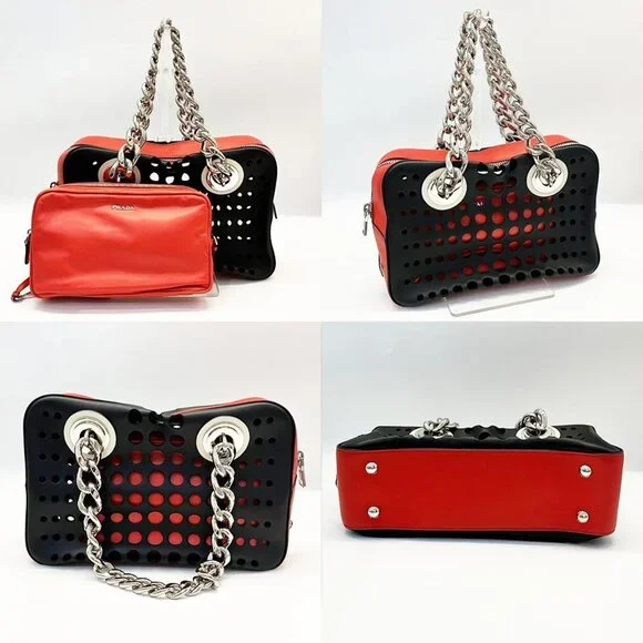 PRADA Black Leather Shoulder Bag - Picture 2 of 6